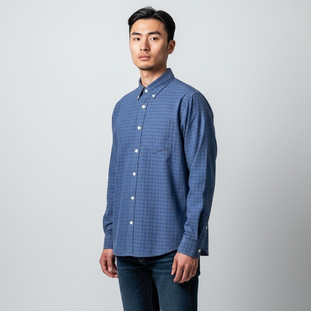 Patagonia Button Down Shirt L Blue Plaid Organic Cotton 53935FA14 Long Sleeve